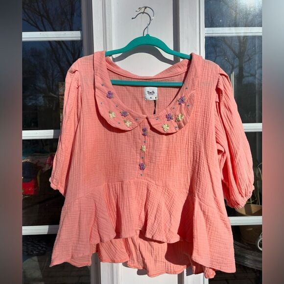 TACH Larina Embroidered Linen Top NWT - Picture 9 of 15